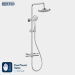 Bristan Zing2 Cool Touch Thermostatic Rigid Riser Bar Shower Chrome Drench Head