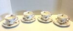 4 Vintage Shelley Bridal Rose Dainty Pink Trime Cups and Saucers Bone China