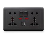Double 13A Wall Plug Socket 2 Gang 2 USB Charger Port Universal UK Socket