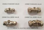 Isolation Valves 15mm 22mm Standard Full Bore Ballofix type Iso Plumbing DIY