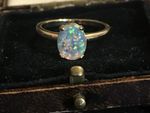 Vintage Style Jewellery Opal Ring 18K Gold Plated