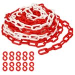 Plastic Chain,32 FEET Safety Barrier Chain for Crowd, 1/4inch(6mm) Red/White