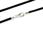 Unisex Black Leather Necklace – 3mm Greek Cord with Sterling Silver Clasp