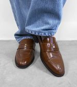 Celine Tan Polished Leather Triomphe Loafers Shoes Size UK 3 EUR 36