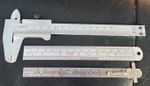 Vernier Caliper & Two Rulers Or Scales - Measuring Tools - Made In UK, USA, & ??