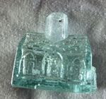 RARE AQUA COTTAGE INK BOTTLE SHEARED TOP LIP,SIDE BUTT, with damage reg april 69