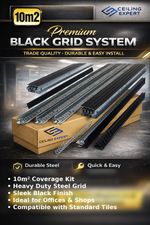 10m2 Black Suspended Ceiling Grid System For 600x600 Complete Grid - NO TILES