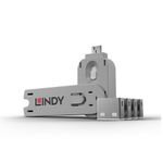 Lindy 40454 USB Port Blocker Pack of 4 White Includes Key ABS Material