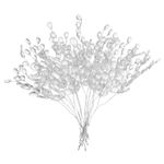 22 Pcs Acrylic Bead Drop Stems, Crystal Floral Picks Bouquets Flowers, White