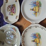 Vintage England Crinoline lady Platter Plates Grindley Meakin Bone China 