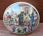 The Village Wakes bear subject Small Pratt Pot lid 19th century