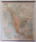 Vintage Large George Philip & Son London School Room Map of North America