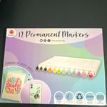 DecoTime Permanent Markers Set 12 Pack Mixed Colours White Barrel