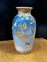 Antique  Satsuma Vase Decorated With Butterflies And Signed To Base