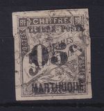 Martinique 1891 postage stamp with value overprint Mi. No. 18 canceled