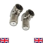 2 X 90 DEGREEE F PLUG RIGHT ANGLE SATELLITE SKY VIRGIN CONNECTORS ADAPTORS