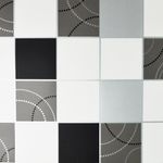 Wallpaper Vinyl Tile Washable Kitchen Bathroom Dotty Black White Silver