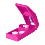 Pink Pill Cutter Medicine Tablet Holder Splitter Half Storage Compartment Box