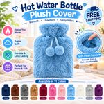 New 2L Large Faux Fur Hot Water Bottle Cover Luxury Soft Plush Warm Sleeve Case
