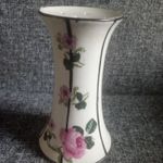 Vintage Ceramic Pink And Lilac Roses  Black Striped Hat Pin Holder