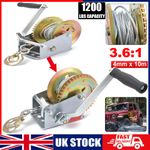 Manual Hand Winch 1200lbs Boat Trailer Caravan 4mm 33ft Strap Marine Puller New