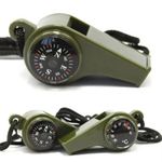 3 in 1 Emergency Whistle with Compass Thermometer Camping Survival Tool