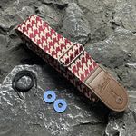 Guitar Strap Vintage Red Jacquard Brown End Electric Bass Acoustic Guitar Sturdy