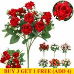 9 Heads Artificial Rose Faux Flowers Wedding Bouquets Home Indoor&Outdoor Decor
