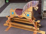 Vintage 1980s Wooden Hand Painted Rocking Horse