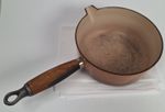 Vintage Le Creuset No.18 Cast Iron Saucepan Brown Enamel Wood Handle France
