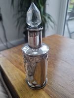 Antique Victorian Glass Pierced Hallmarked Silver Covered Scent Bottle