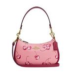 CB290~Shoulder Bag In Pebble Leather With Cherry Print