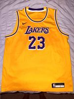 Nike Swingman Los Angeles Lakers LeBron James #23 Jersey Yellow XL