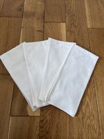 Set 4 Vintage Linen White Napkins Damask Embroidery