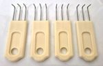 BROTHER KNITMASTER KNITTING MACHINE RIBBER PARTS CLAW HOOK WEIGHT HANGERS X 4