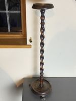 antique Kinco oak barley twist Candlestick Pot stand brass Tray Lion Paw Feet