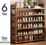 4/5/6 TIERS BAMBOO SHOE RACK FOOTWEAR ORGANISER WOODEN STORAGE SHELVES STAND UK