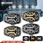 4X12V FULL LED Roof Spot Lamp Dual White Amber DRL Driving Light Truck Van Lorry