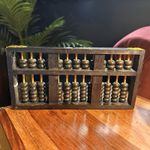 Vintage Chinese Abacus Lotus Flower Brand Wooden Suanpan PRC 1960s 70s 25cm