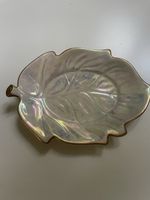 Carlton Ware Vintage iridescent /Ivory /Blue Gold trim Leaf Dish 13 cm VGC (B) 