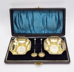 VICTORIAN STERLING SILVER GILT CASED SALT CELLARS Birmingham 1896