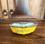Old Chinese enamel lingzhi shaped bowl with bats and flowers