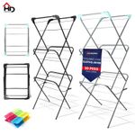 Clothes Airer 3 Tier Foldable Laundry Washing Drying Horse Dryer Rack Inc 20 Peg