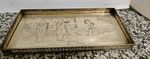 Antique Chinese Brass Engraved Serving Tray Excellent Condition.