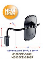 Agricultural Rear View Mirror & Arm Assembly Right 26cm x 16cm Arm Diameter 16mm