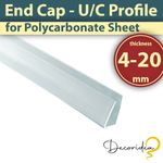 Clear Polycarbonate Sheet U/C Profile Closure End Cap Edge Trim4-6-8-10-16-20 mm