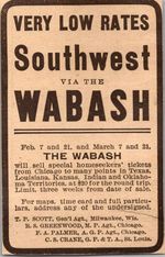 Very Low Rates Southwest Via The Wabash TP Scott 1906 Minneapolis Ad SAL1-M10