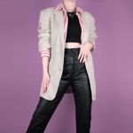 VINTAGE Mensy Womens Beige Grunge Oversize 80s 90s Casual Jacket Blazer M 12 14