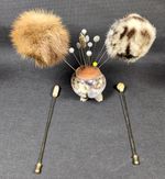 Hat Pins On Tortoise Pin Cushion Assorted Vintage