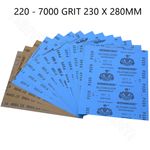 Wet And Dry Sandpaper Siliciumcarbid Sanding Sheets 220 - 7000 Grit 230 x 280mm